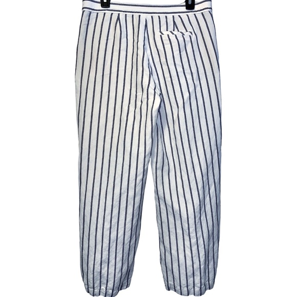 J JILL ☆ Linen / Rayon Wide Leg Pants ☆ White w/ Navy Blue Stripe ☆ Size 10 - Picture 4 of 7